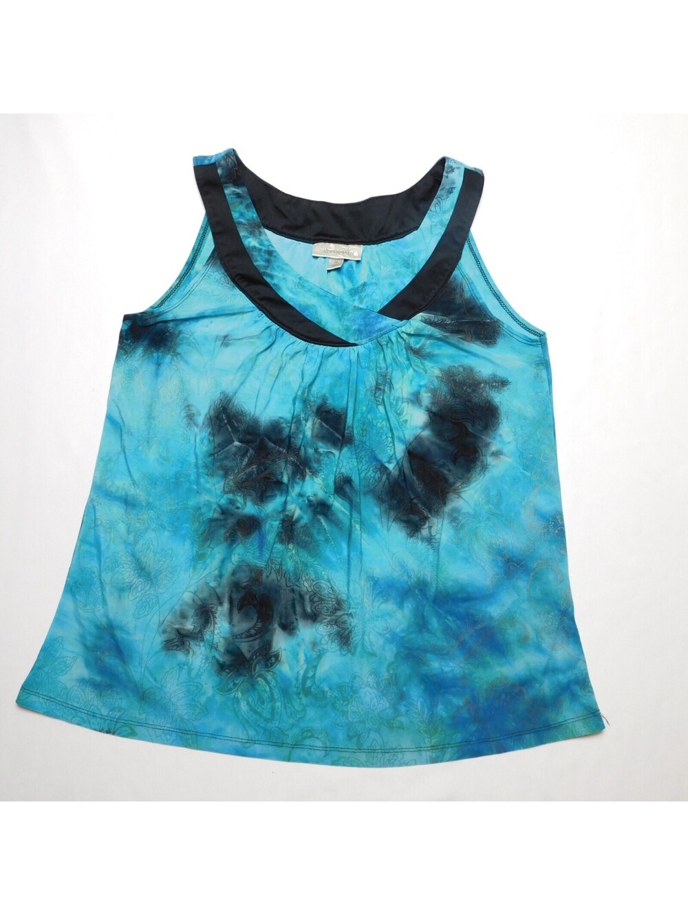 Dressbarn Tank Top Womens Medium M Blue Paisley Tie Dye Watercolor Boho Casual
